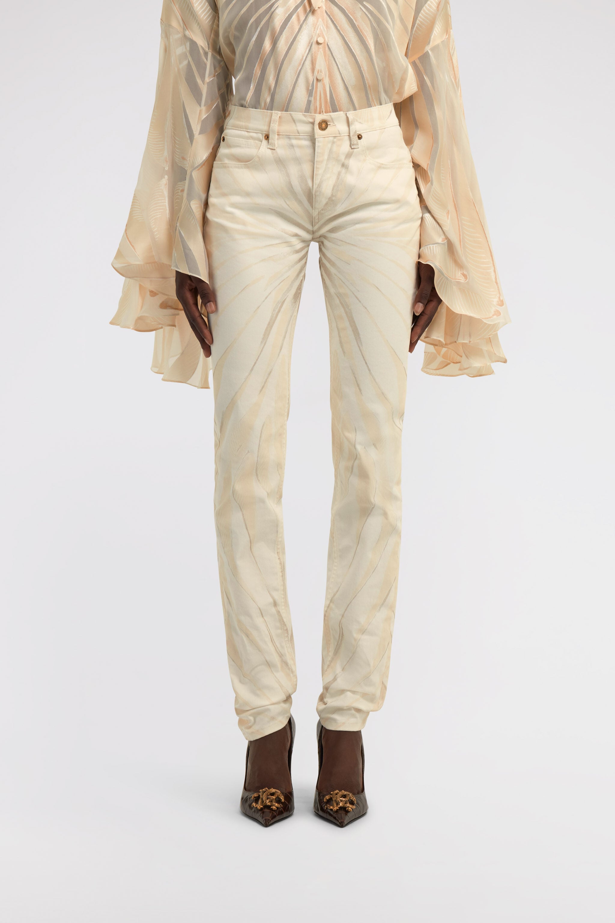 RC Pantaloni skinny stampa Ray Of Gold in cotone RC Pantaloni skinny stampa Ray Of Gold in cotone Avorio TKJ232-DAM33
