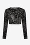 JC Haut Cropped Avec Motif Zebra En Strass Noir UFT134-UF188