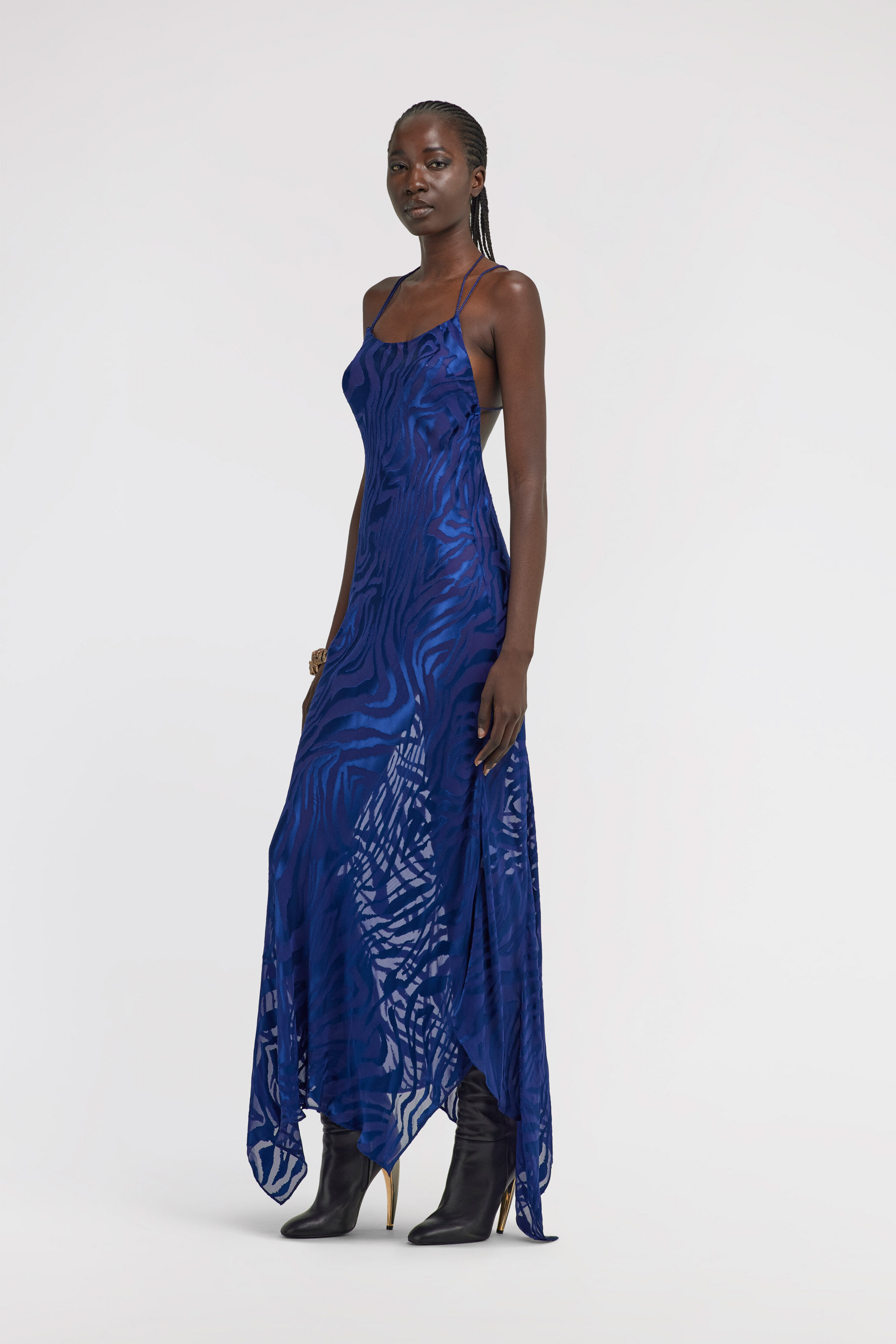 Zebra Print Slip Dress in Blue for Women | Roberto Cavalli®