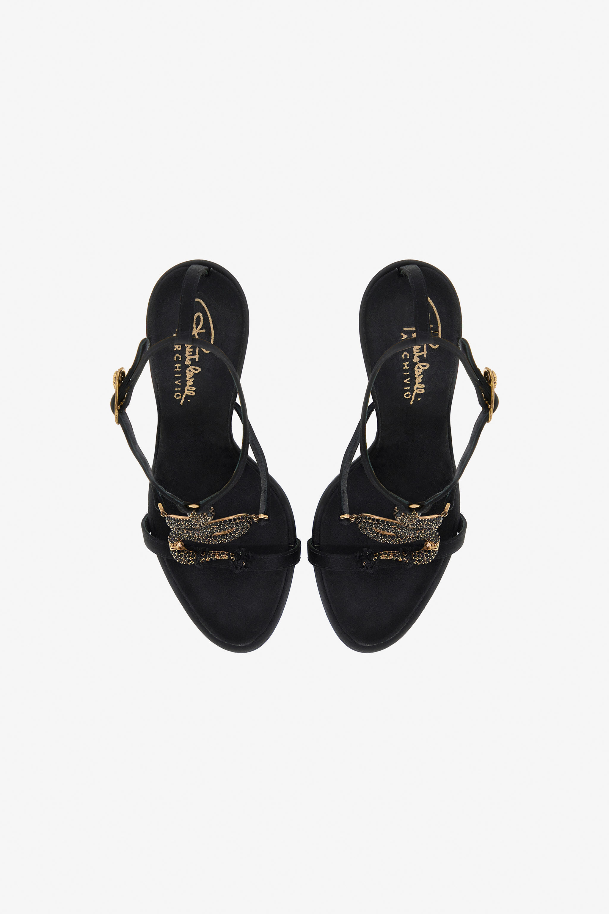 イタリア製 roberto cavalli 黒 レース 40 Snake-Embellished Sandals in Black for Women | Roberto Cavalli®