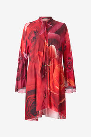 RC Minivestido Con Estampado De Rosas Y Lazada Rojo UKT140-KWN48