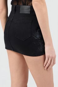 RC Black Denim Mini Skirt With Snake Embroidery BLACK SOJ30A-DN001