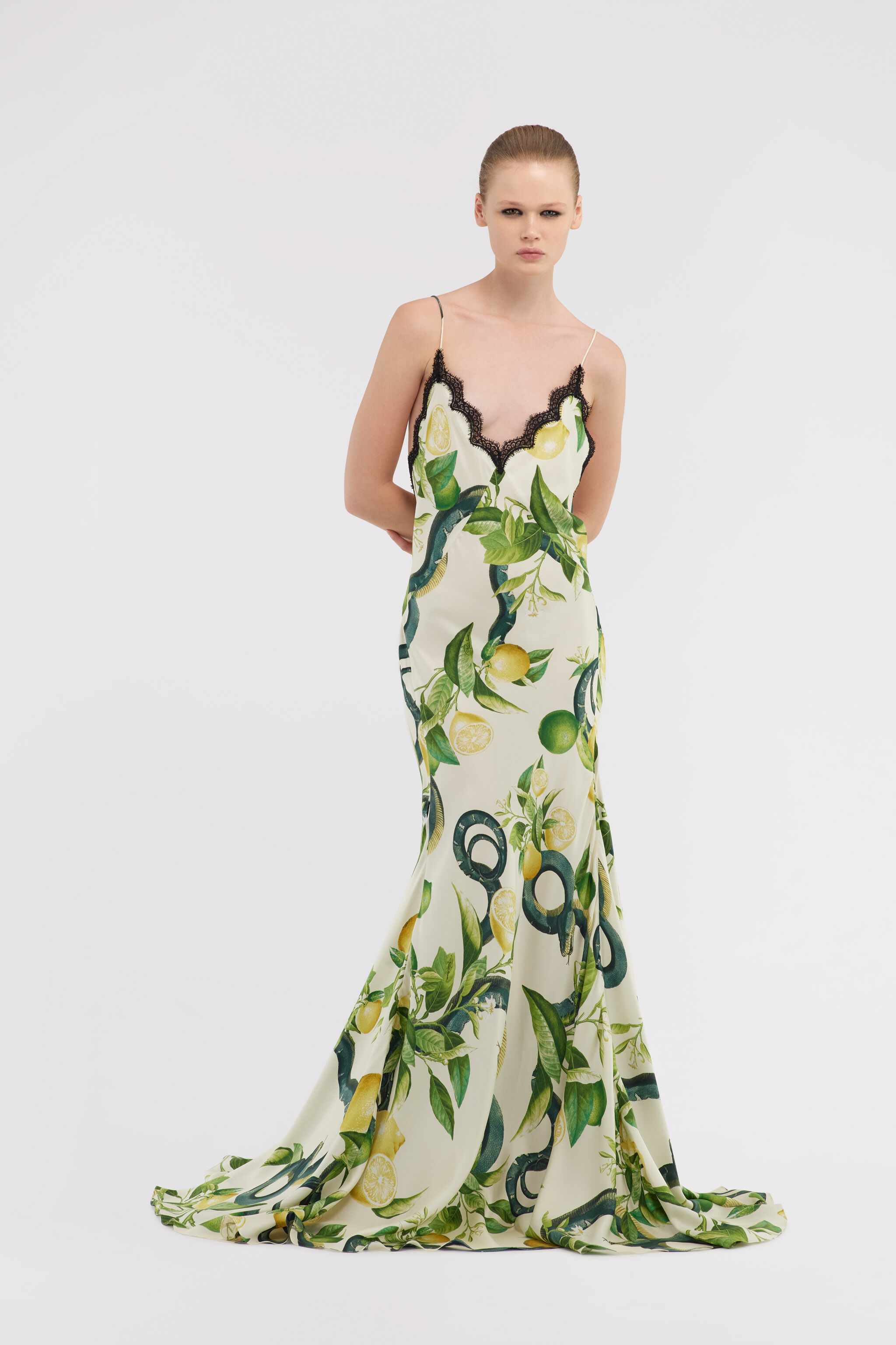 Dress Lemon print in Ivory for Women | Roberto Cavalli®