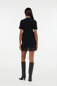 RC Mini Dress With Lace On The Hem Black VKT135-KU013