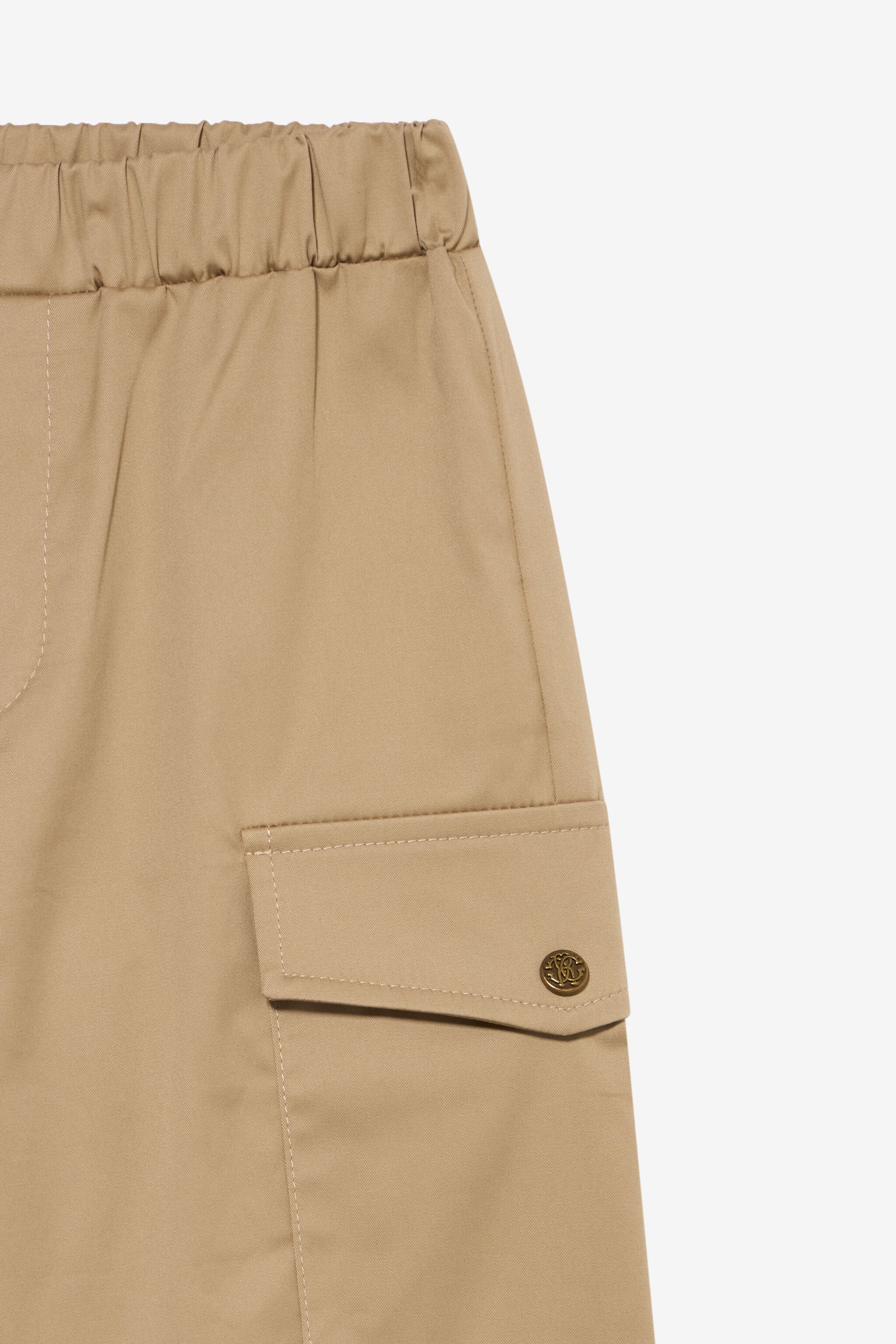 JU Beige Cargo Pants With Elasticated Waist JU Beige Cargo Pants With Elasticated Waist BEIG.MARZ. XJT22C-CE035