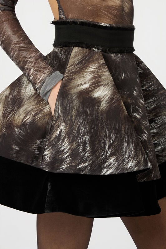 RC Rock aus Scuba-Jersey mit Fur-Print RC Rock aus Scuba-Jersey mit Fur-Print BLACK/BEIGE XWT305-NVT79