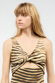 JC Mini Dress With Tiger Skin Print Light Brown UFT171-UF237