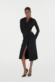 RC Midi Dress With Mirror Snake Monogram Black VQT108-JE034