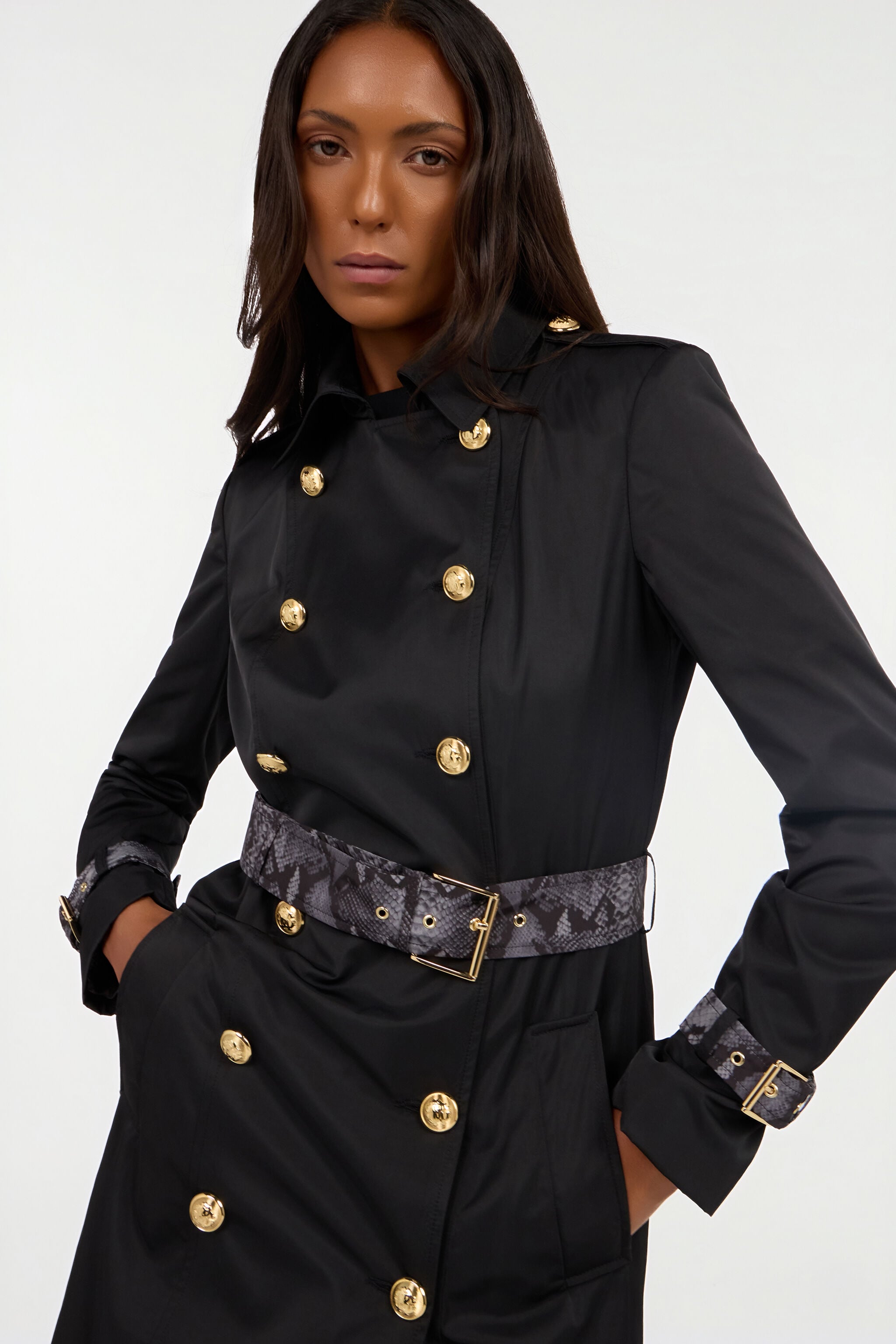 RC Trench Negro Con Mirror Snake Monogram BLACK QOT40B-4G002