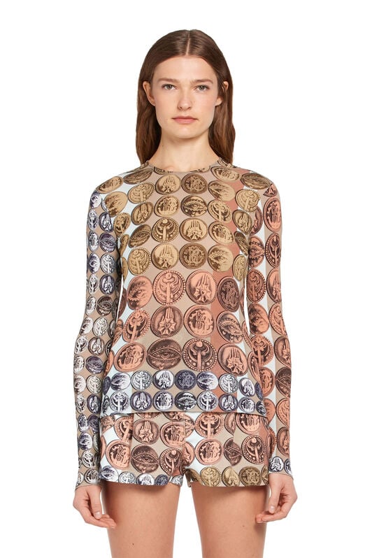 RC Top mit Stripes & Coins Print RC Top mit Stripes & Coins Print TERRACOTTA/TAN IWT609-7HR40
