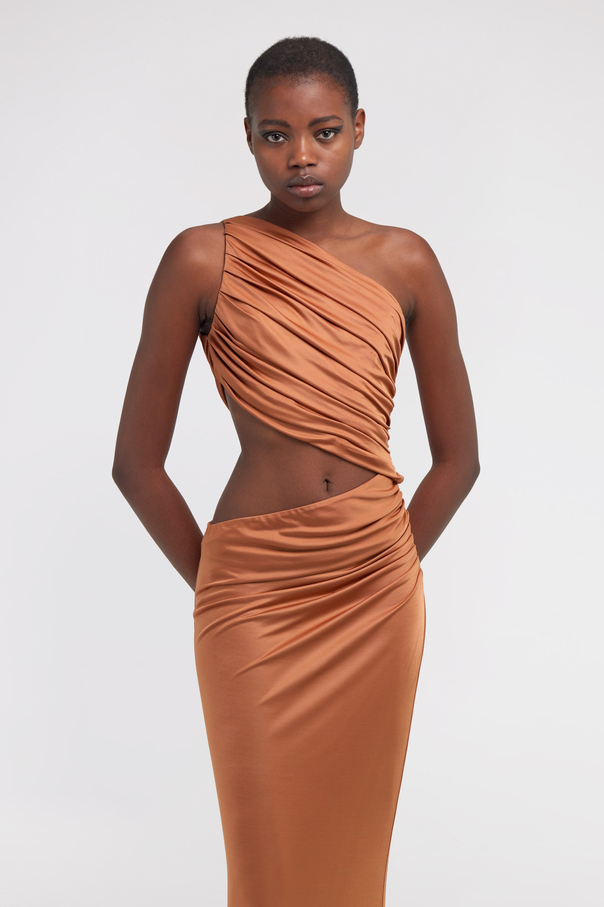 RC One-shoulder dress RC One-shoulder dress Bronze SWT119-JJ036