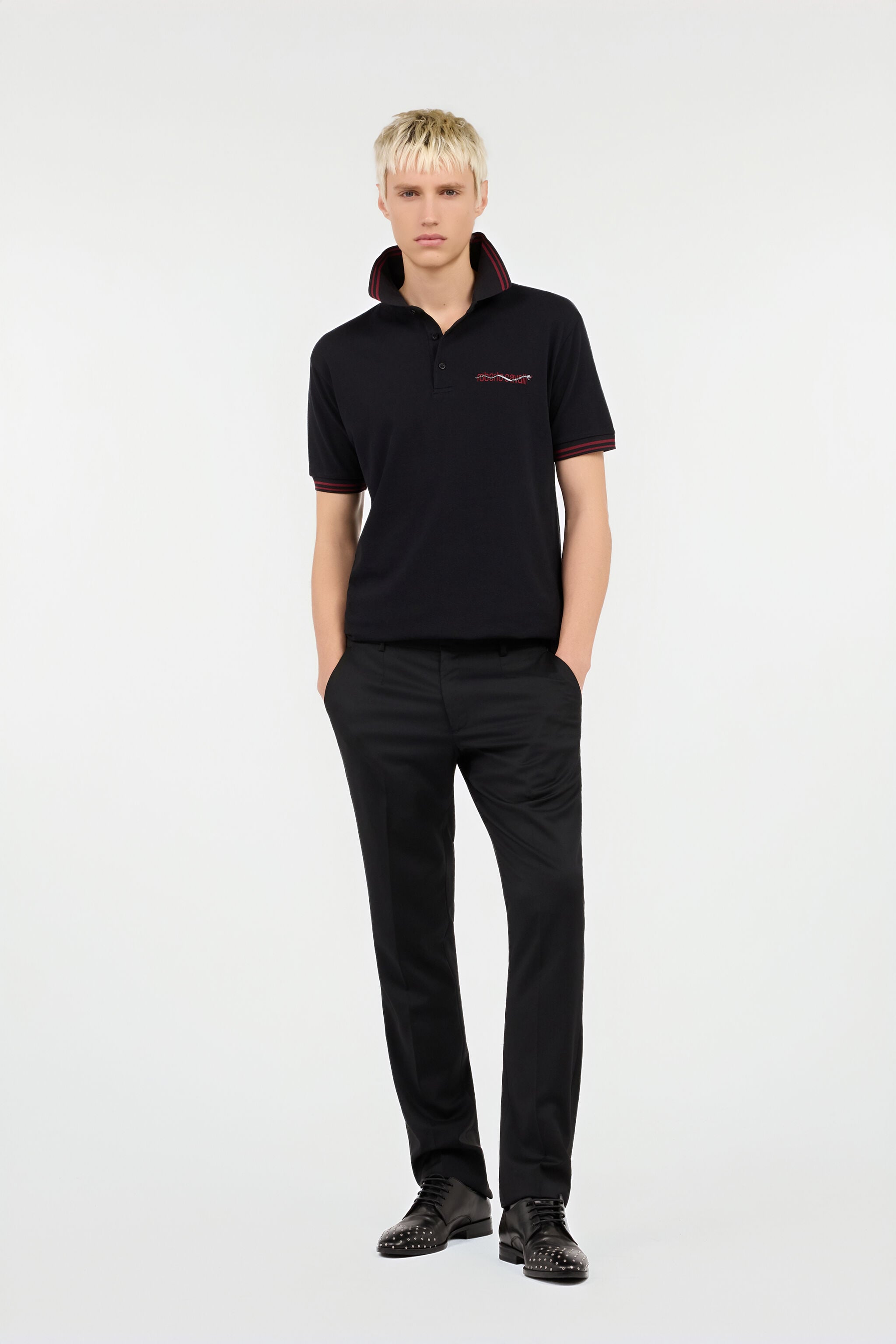 RC Polo Negro Con Ribetes De Rayas RC Polo Negro Con Ribetes De Rayas BLACK ROT60G-KB003