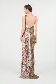 RC Long Chiffon Dress with Florentine Flowers Print MULTICOLOR WQT109-HER29
