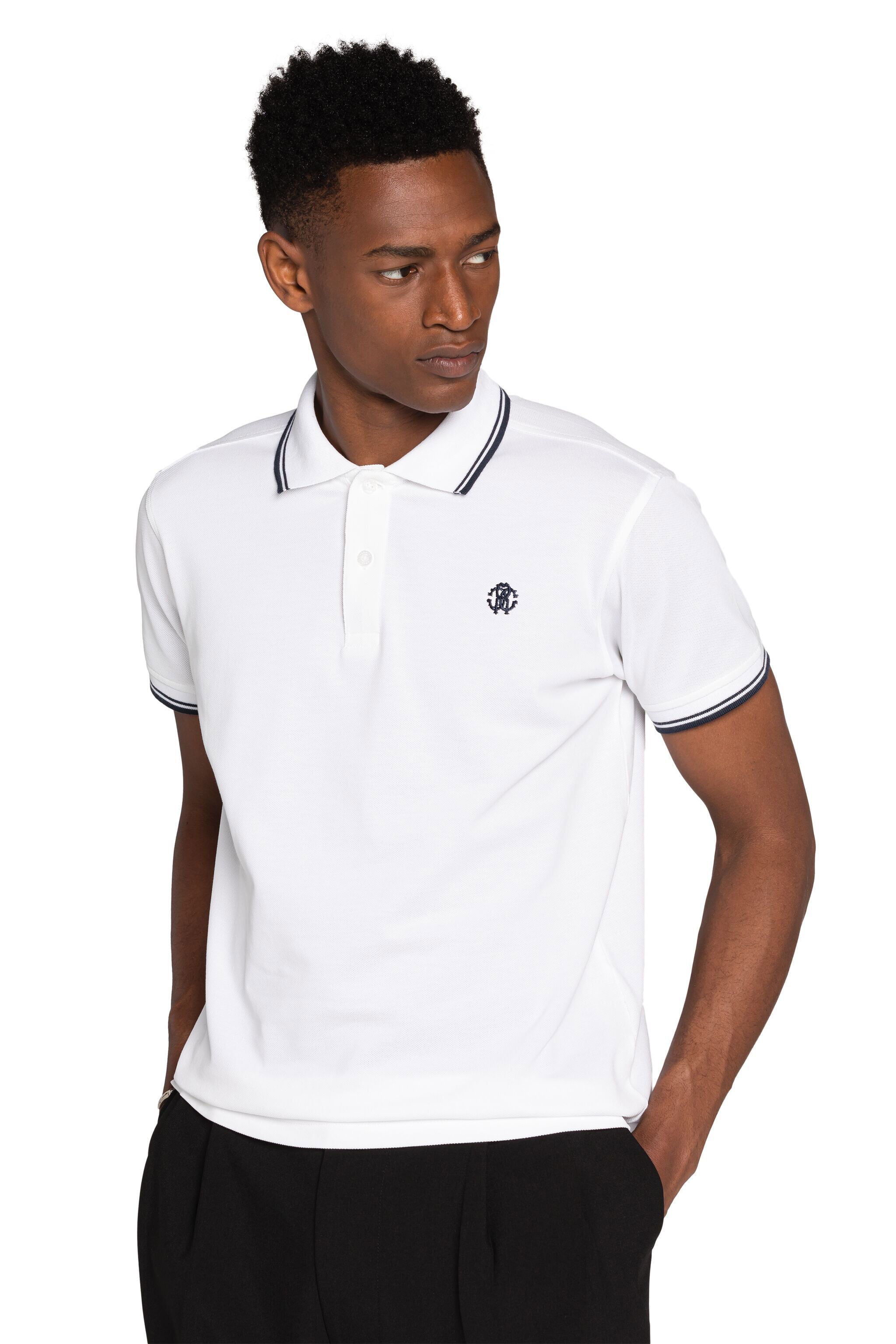 RC RC Monogram-Embroidered Polo Shirt Weiß KOT60A-KB017