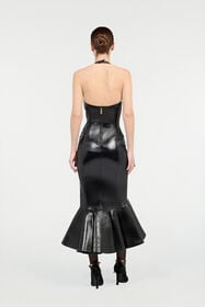 RC Black Genuine Leather Midi Dress Black VWP108-PN001