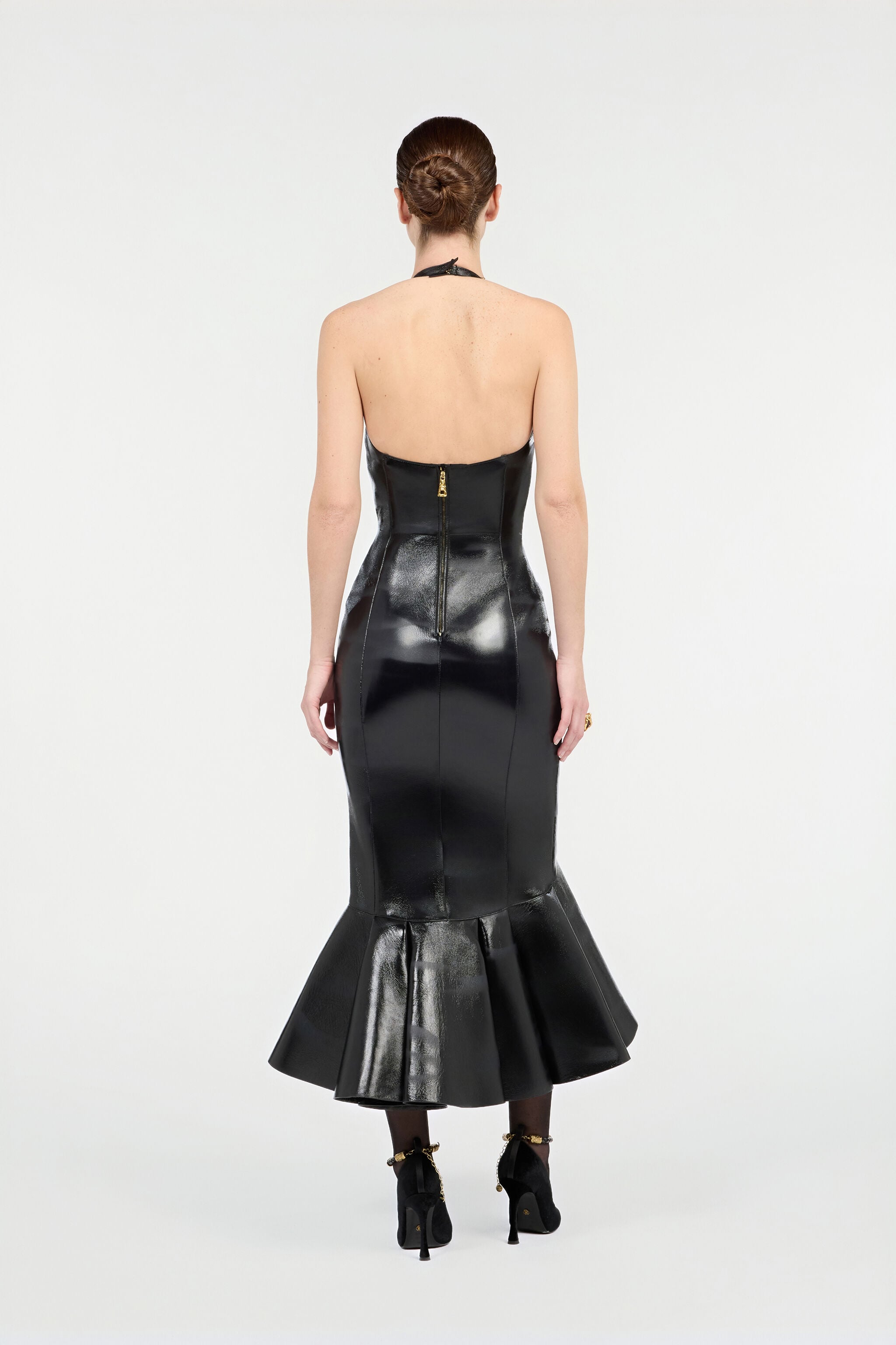RC Black Genuine Leather Midi Dress RC Black Genuine Leather Midi Dress Black VWP108-PN001