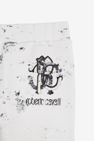 JU Splatter Print Trousers with Monogram RC OPTICAL WHITE VJT20D-5OQ44