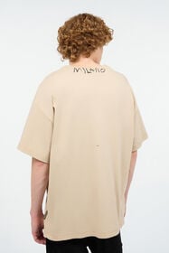 JC Distressed Crew-Neck T-Shirt With Logo Light Brown UFT043-UF063