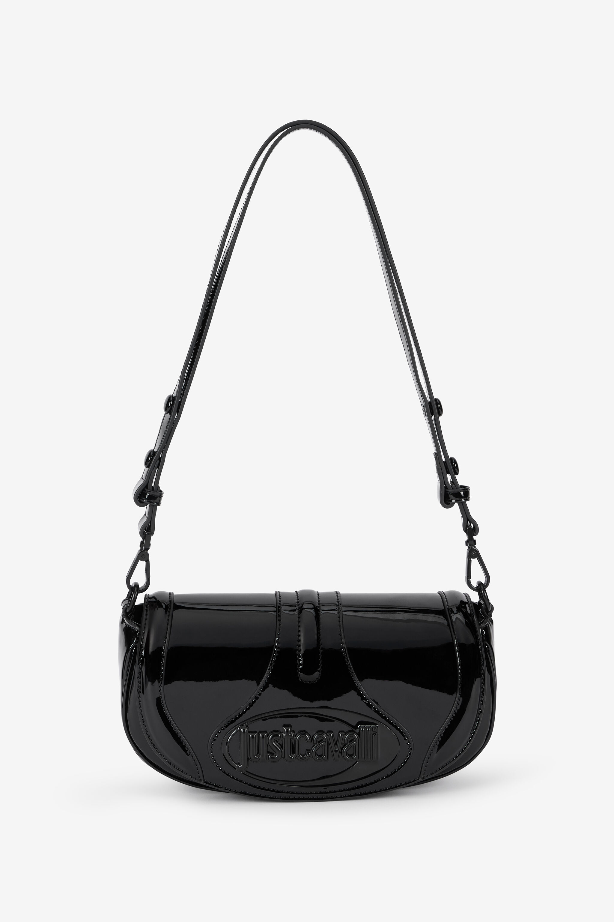 JC Schwarze Glänzende Schultertasche Mit Logo JC Schwarze Glänzende Schultertasche Mit Logo BLACK VFB114-VF746