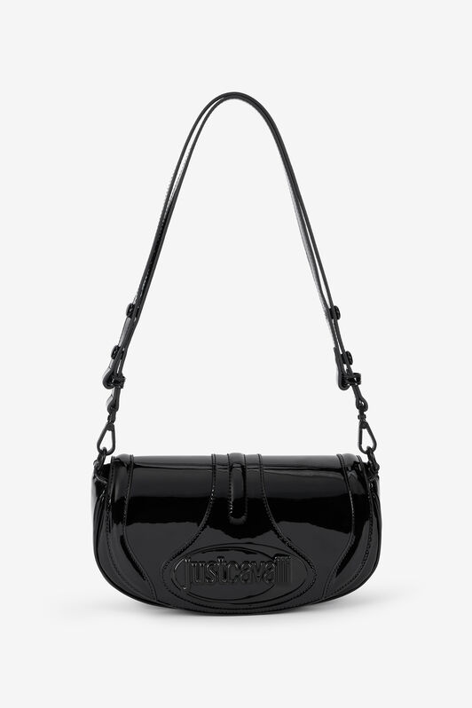 JC Schwarze Glänzende Schultertasche Mit Logo JC Schwarze Glänzende Schultertasche Mit Logo BLACK VFB114-VF746