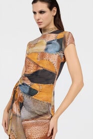 RC Mini Vestido Con Estampado Patchwork BROWN XQT159-LNT29