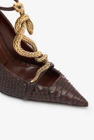 RC Zapatos de salón con motivo de escamas marrones y serpientes BROWN WWS001-UC392