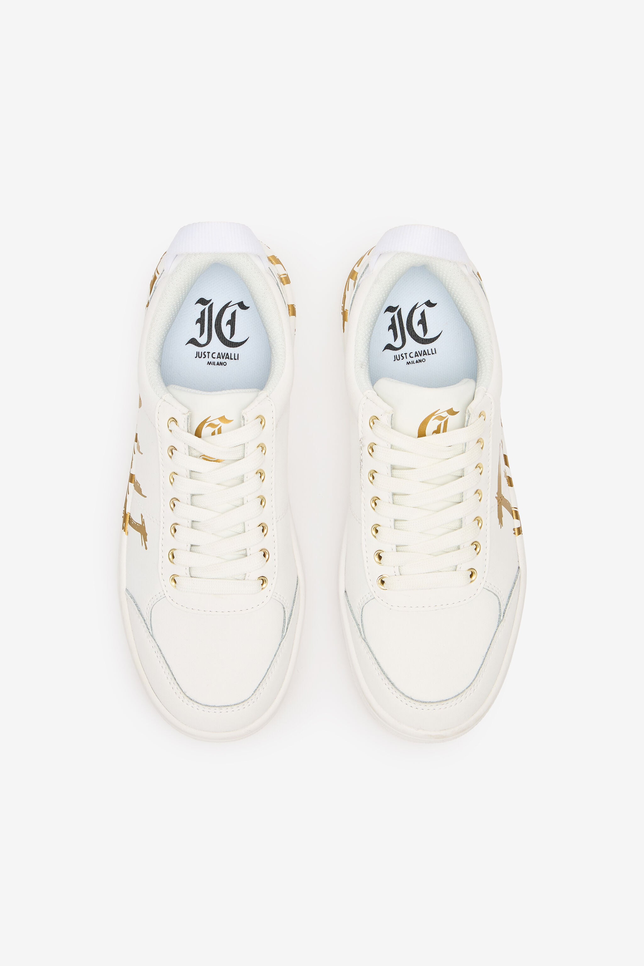 JC Sneakers With Golden Graffiti Logo JC Sneakers With Golden Graffiti Logo White/Gold UFS039-UF361