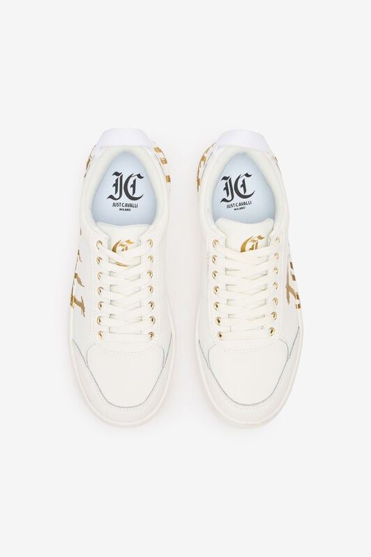 JC Sneakers With Golden Graffiti Logo JC Sneakers With Golden Graffiti Logo White/Gold UFS039-UF361