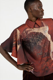 RC Red Silk Shirt With Marble Print RC Red Silk Shirt With Marble Print Red VWT702-OZQ74