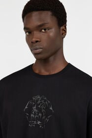 RC Schwarzes T-Shirt mit Ton-in-Ton-Logo BLACK TOT60E-FT223