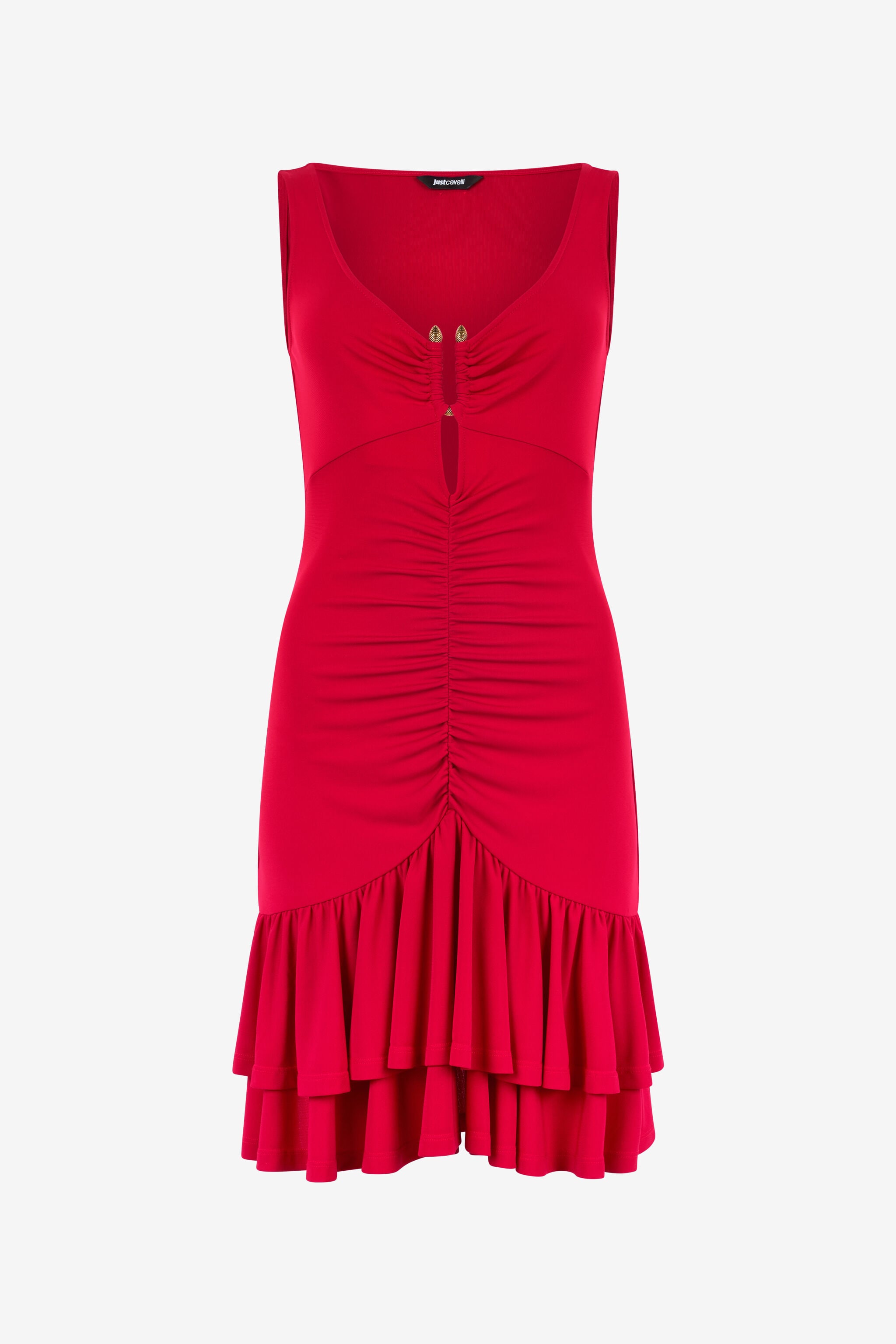 JC Short Dress With Ruffled Skirt JC Short Dress With Ruffled Skirt Red UFT170-UF236
