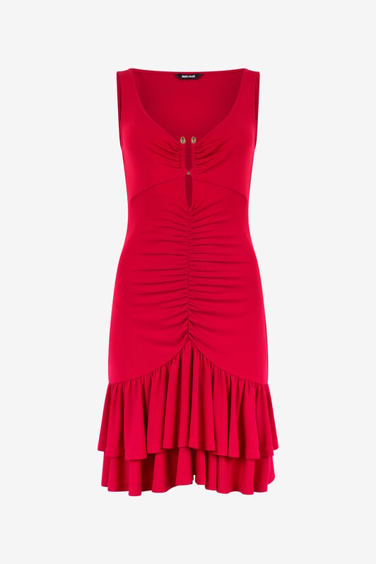 JC Short Dress With Ruffled Skirt JC Short Dress With Ruffled Skirt Red UFT170-UF236