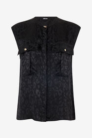JC Sleeveless Top With Jaguar Skin Design Black UFT153-UF219