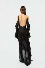 RC Abito Sottoveste In Chiffon Di Seta BLACK XWT129-CC001