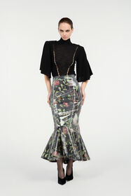 RC Mermaid Skirt With Shrub And Flower Print Black VWT304-NVQ69