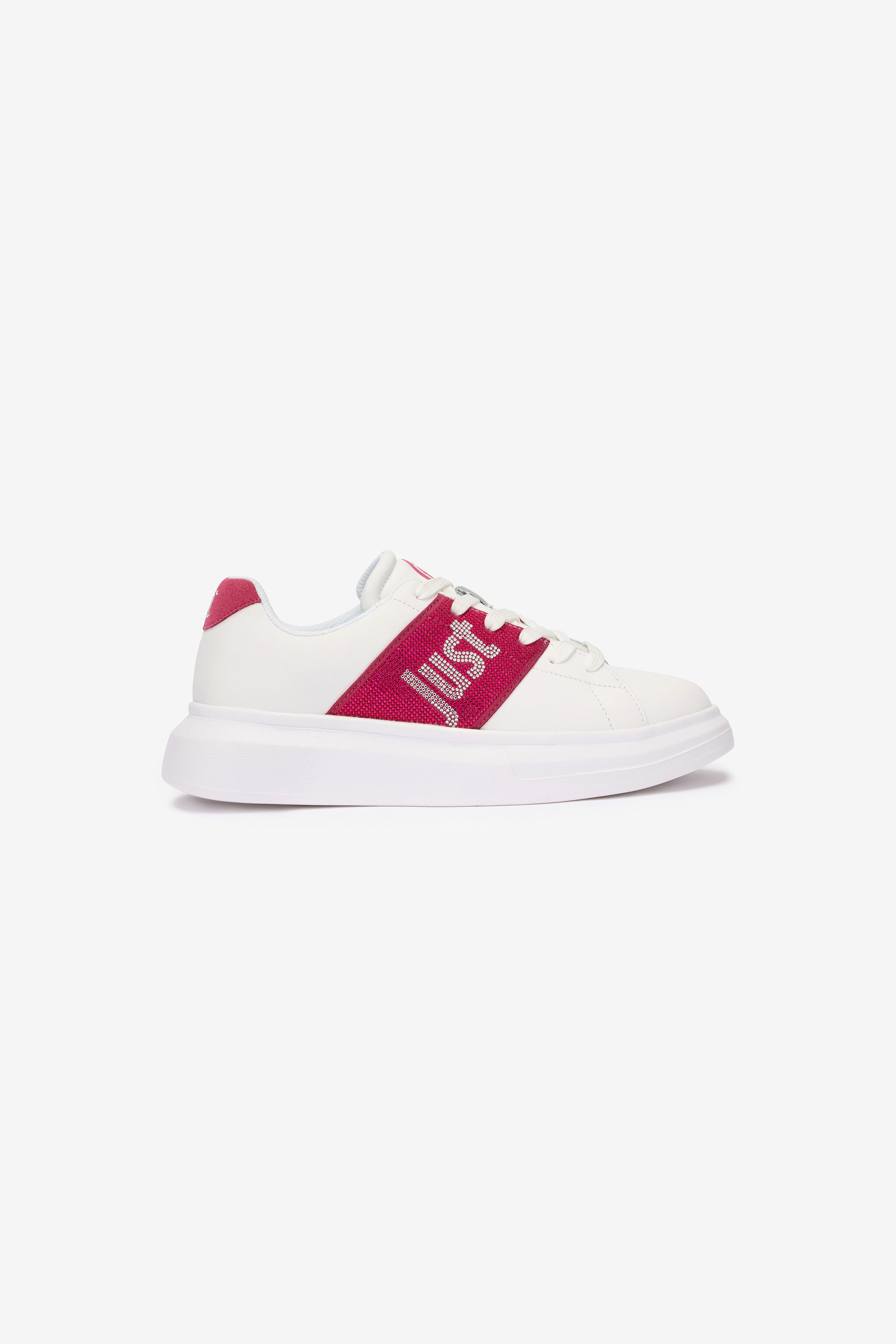 JC White Sneakers With Fuchsia Side Insert JC White Sneakers With Fuchsia Side Insert WHITE VFS078-VF606