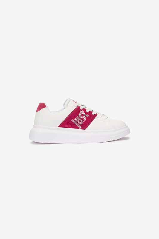 JC White Sneakers With Fuchsia Side Insert JC White Sneakers With Fuchsia Side Insert WHITE VFS078-VF606