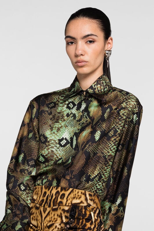 RC Python-Print Silk Shirt RC Python-Print Silk Shirt NATURALE/MILITARE PKT704-4QE38