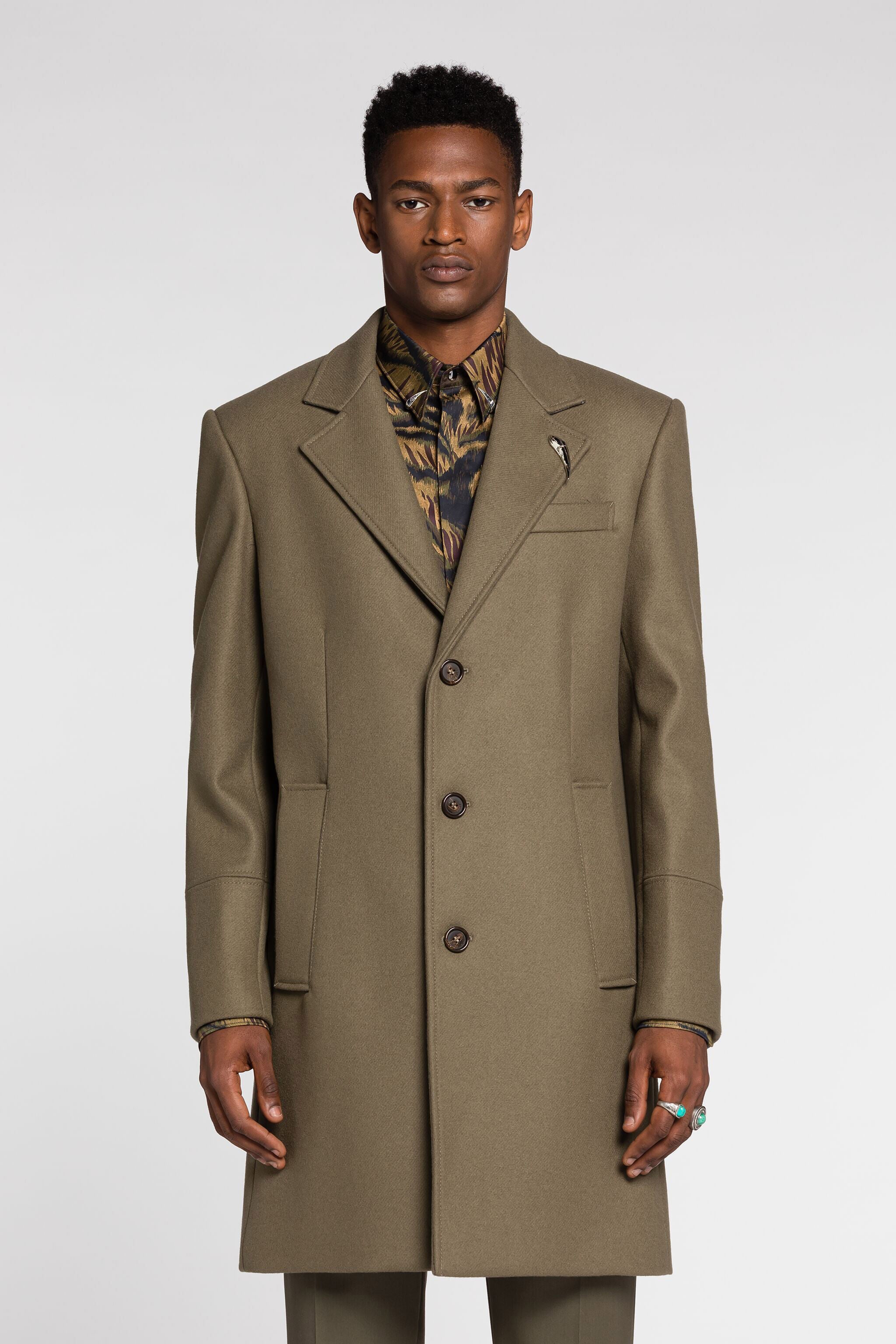 RC Tiger Tooth Single-Breasted Coat Dark green RRT515-WH001