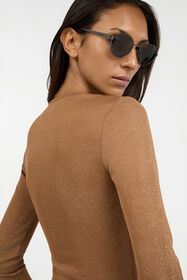 JC Bronze Lurex Crop Top With Ring Detail BRUNETTE VFT212-VF335