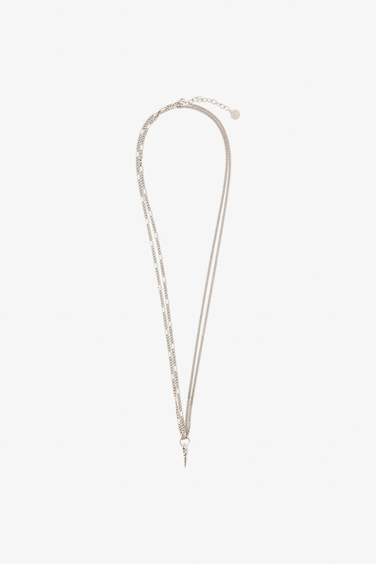 RC Double Necklace with Fang Pendant Silver TRG001-AM258