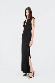 RC Black Maxi Dress with Mirror Snake Detail BLACK SOT10B-VI007