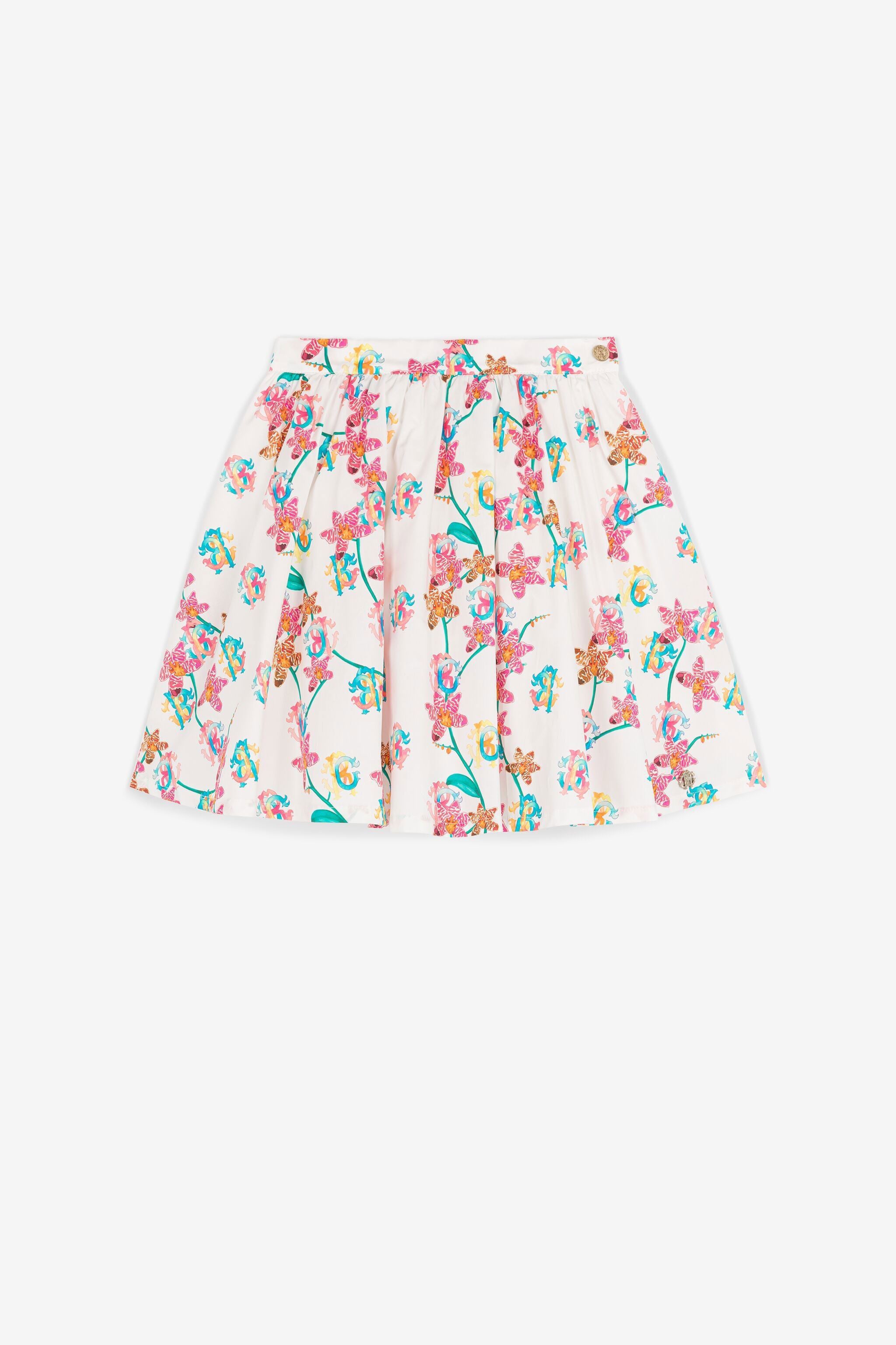 JU Floral-print ruched skirt JU Floral-print ruched skirt White QJT312-CIG29
