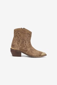 JC Brown Leather Texan Boots TAUPE VFS114-VF642