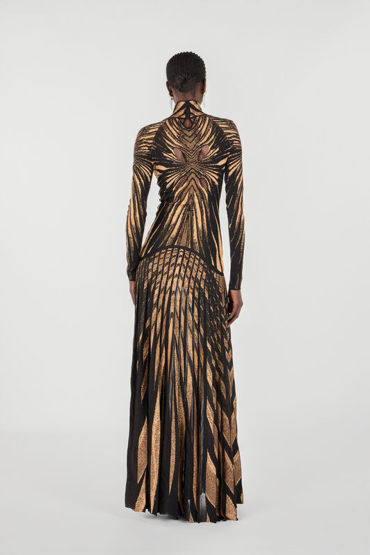 RC Ray of Gold print knit dress Gold RWM102-MI150