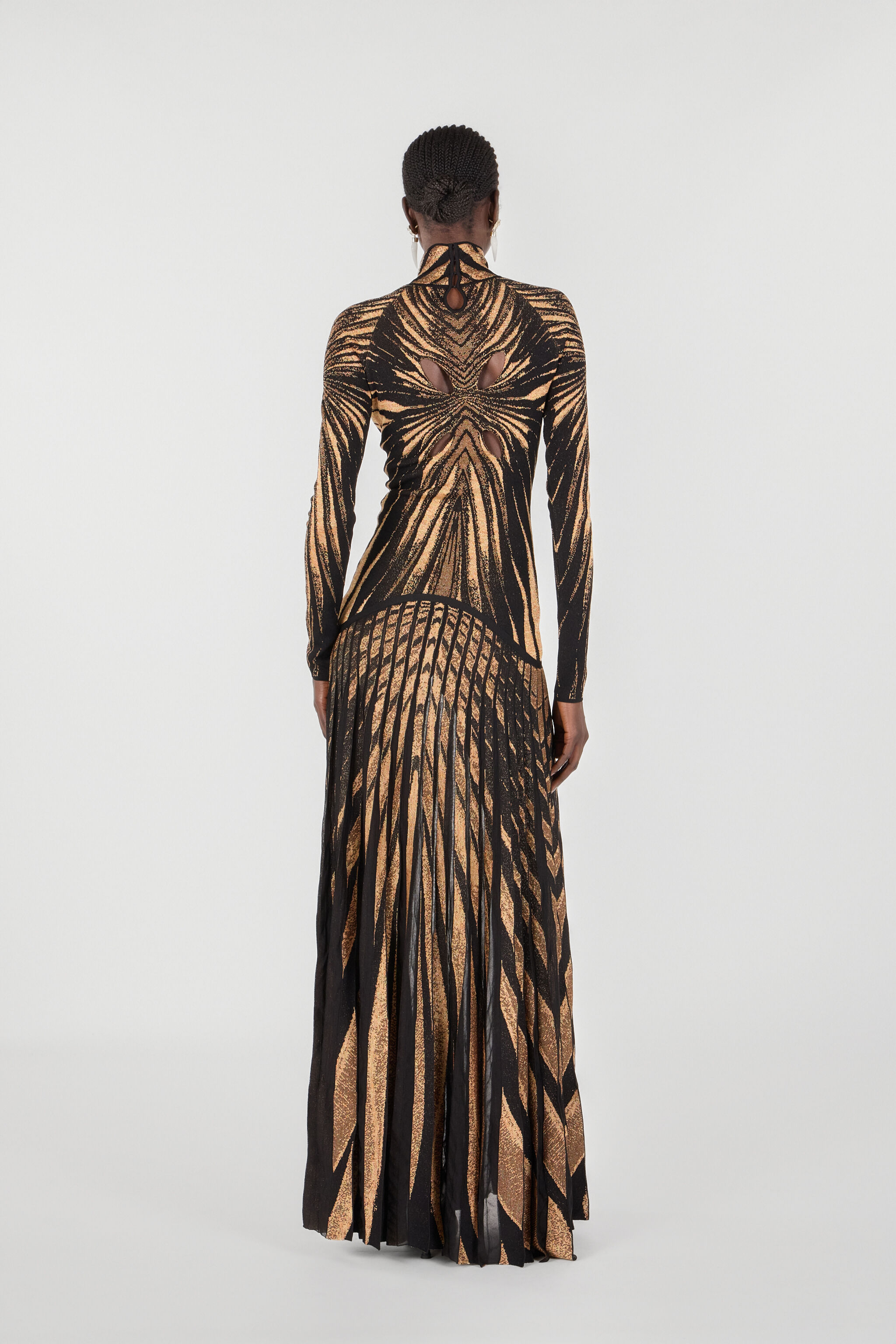 RC Ray of Gold print knit dress Gold RWM102-MI150