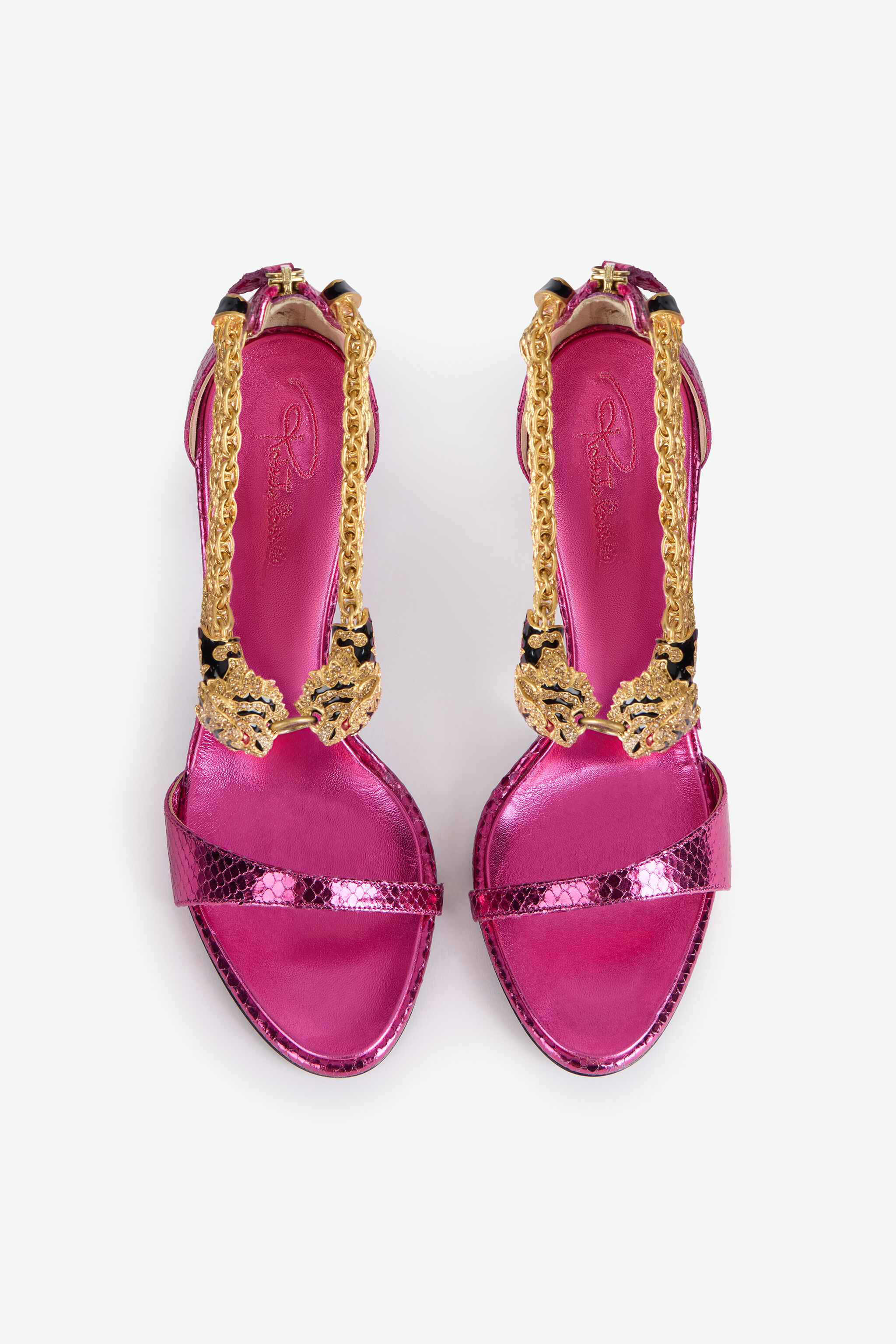 RC Metallic-Sandalen mit Absatz und Tigern RC Metallic-Sandalen mit Absatz und Tigern Fuchsia UKS030-PZ579