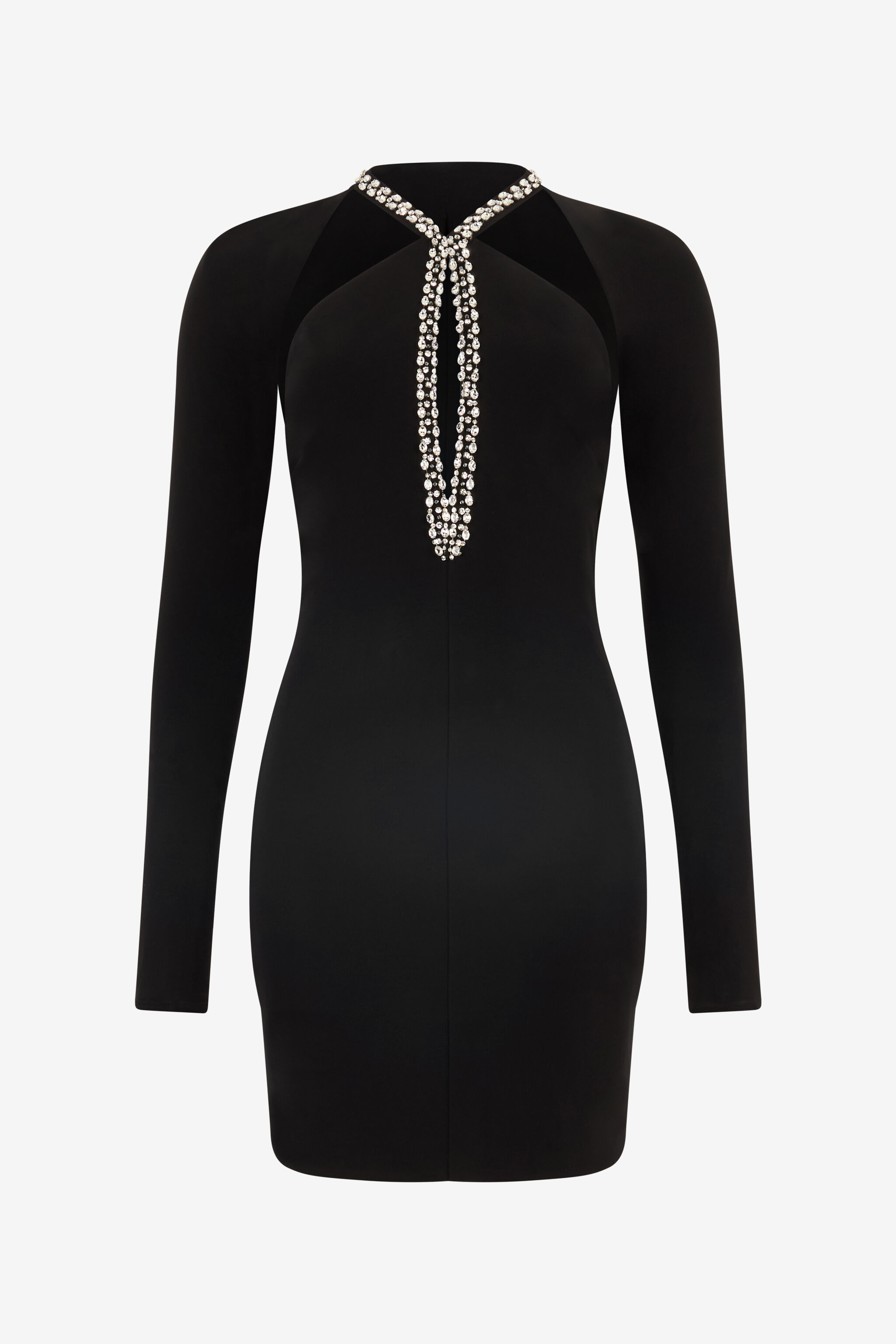 Mini Dress With Cut-Out And Bejeweled Neckline in Black for Women