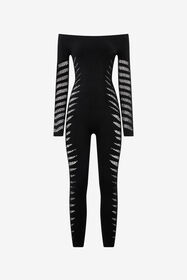RC Jumpsuit With Perforated Zebra Pattern Black UKT150-MA001