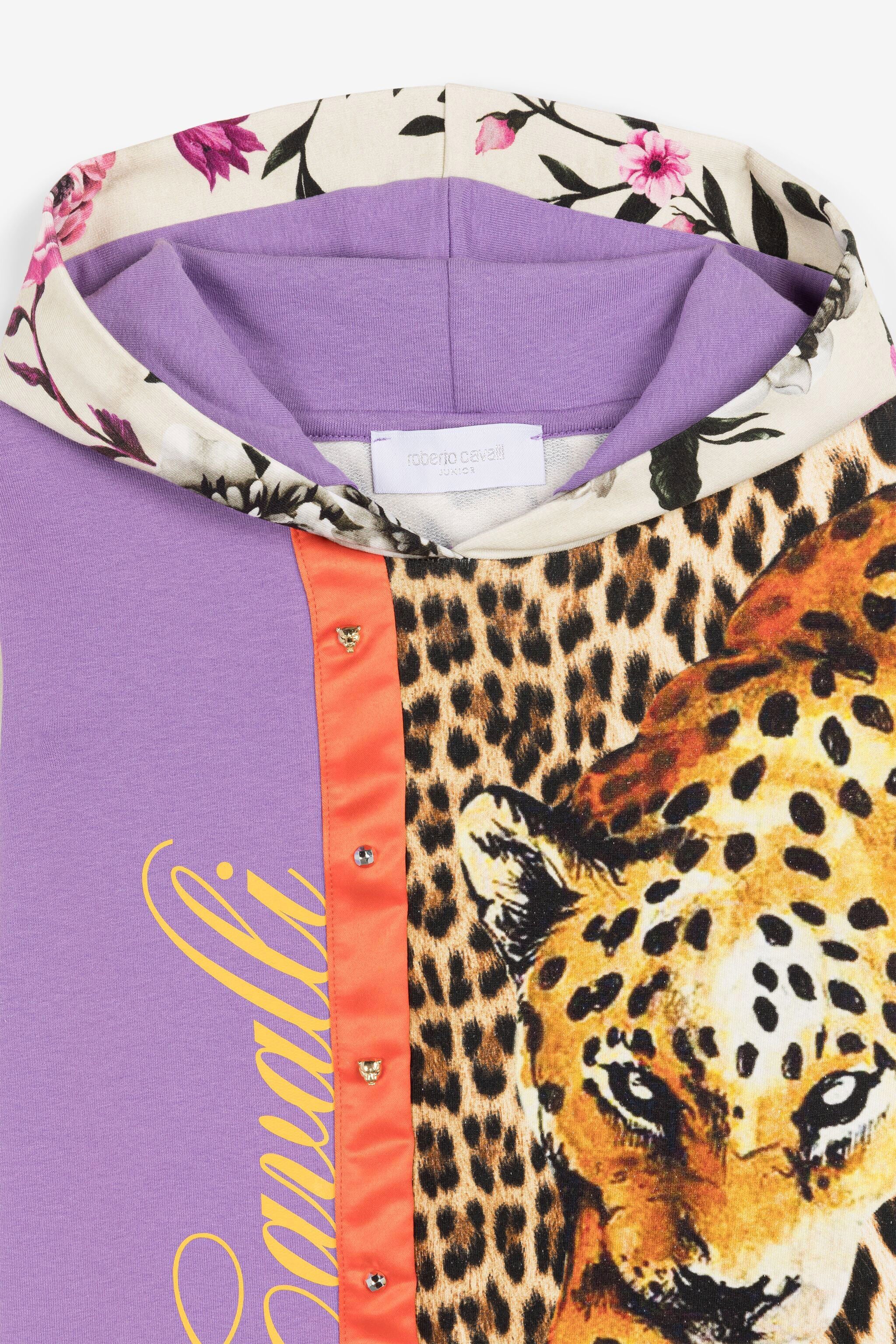 JU Patchwork-Print Hoodie JU Patchwork-Print Hoodie Purple OJT965-ISA2J